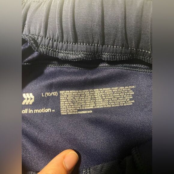 All in Motion Navy Blue Airy Sleek Wide Leg Pants pull on oversize trouser 10-12 - Picture 10 of 12